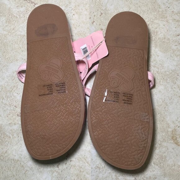 Pink Floral Thong Sandals Laser-Cut Design Size 7 Comfortable Summer Fun - Picture 4 of 6